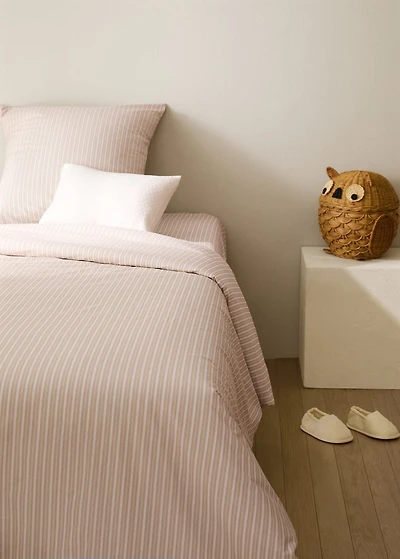 Children's percale cotton duvet cover with fine stripe print for 90 cm bed