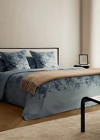 Percale cotton watercolour floral-print duvet cover for 150/160 cm bed