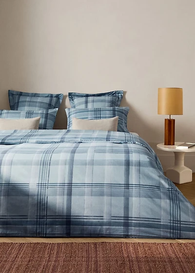Percale cotton watercolor check-print duvet cover for cm bed
