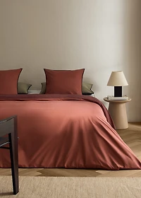 200-thread count percale cotton duvet cover with contrasting overlock for 200 cm bed