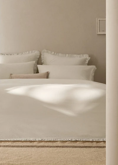 Percale cotton duvet cover with chiffon ruffle for 200 cm bed
