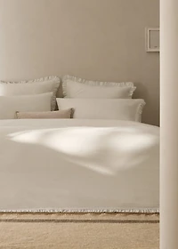 Percale cotton duvet cover with chiffon ruffle for 200 cm bed