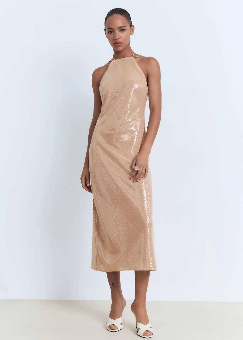 Sequined halter neck dress