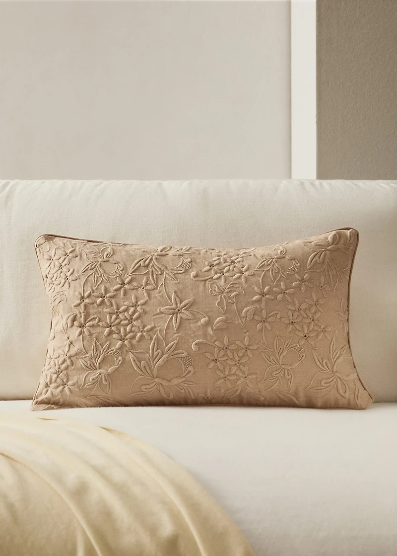 Cotton linen embroidered cushion cover 30x50 cm