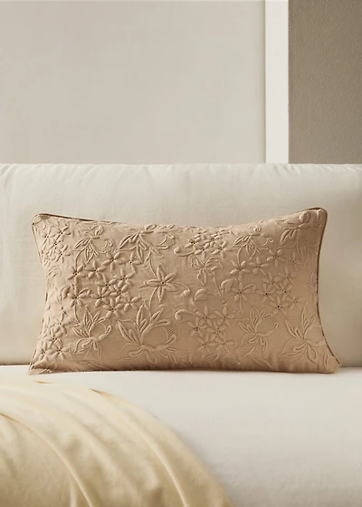 Cotton linen embroidered cushion cover 30x50 cm