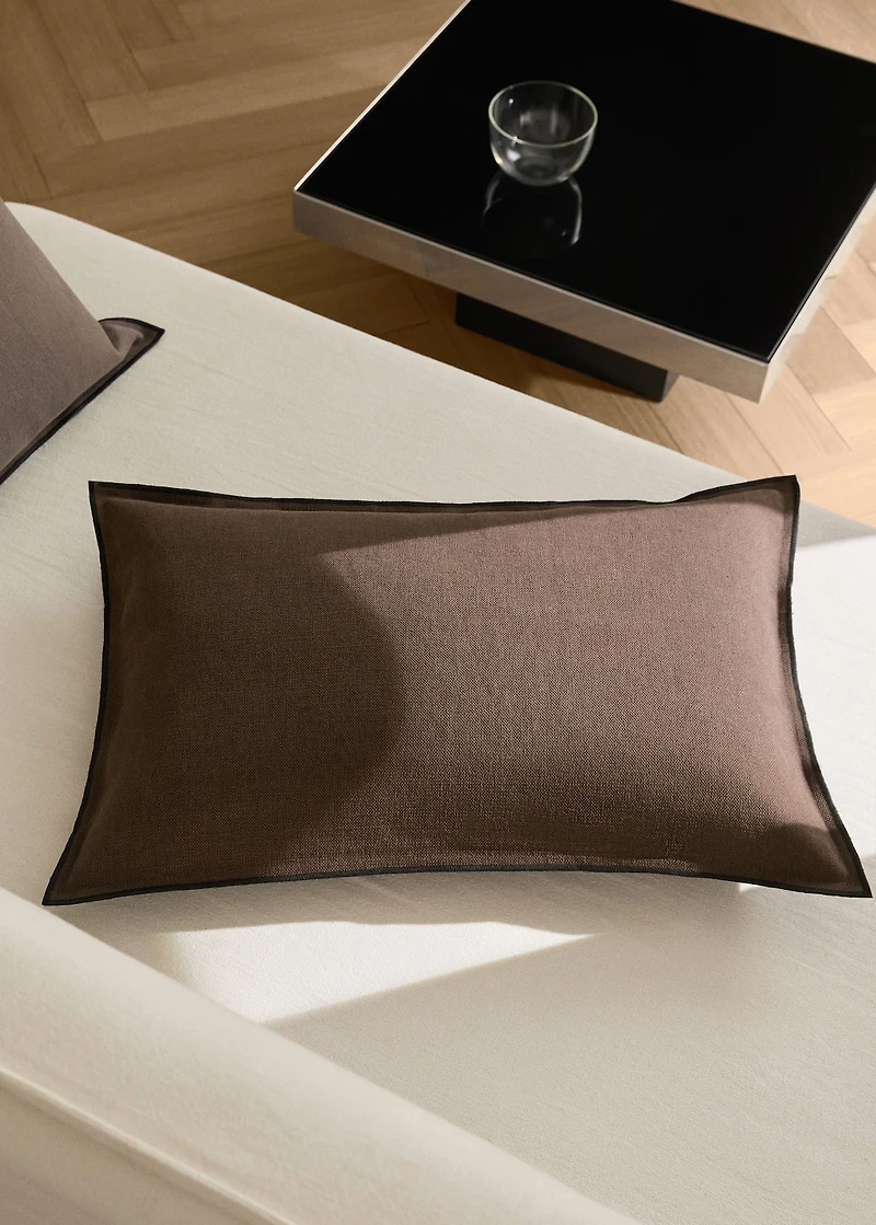 Linen cotton cushion cover with overlock tab 40x60 cm