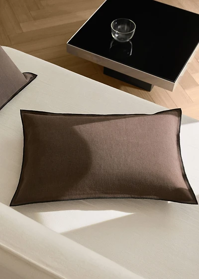 Linen cotton cushion cover with overlock tab 40x60 cm