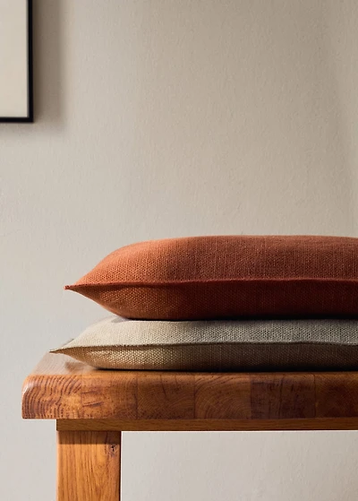 Linen cushion cover with trim 16x24 inches