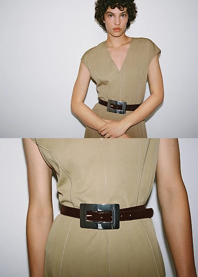 Thin belt with maxi-buckle