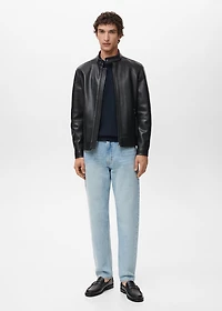 Zip-up leather-effect jacket