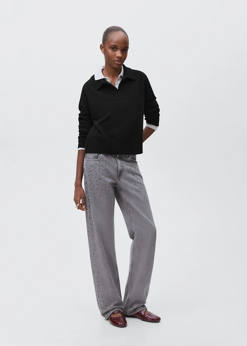 Knitted polo-neck sweater