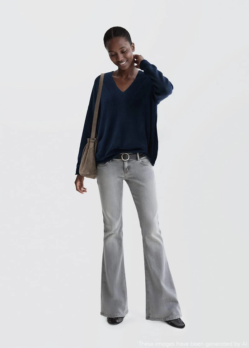 V-neck knit sweater
