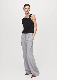 Short-sleeved sweater with metallic detail
