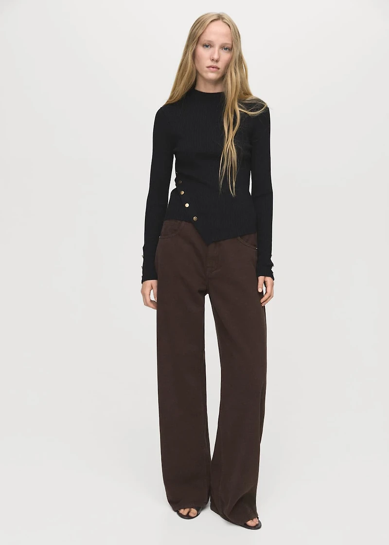 Asymmetrical sweater with buttons