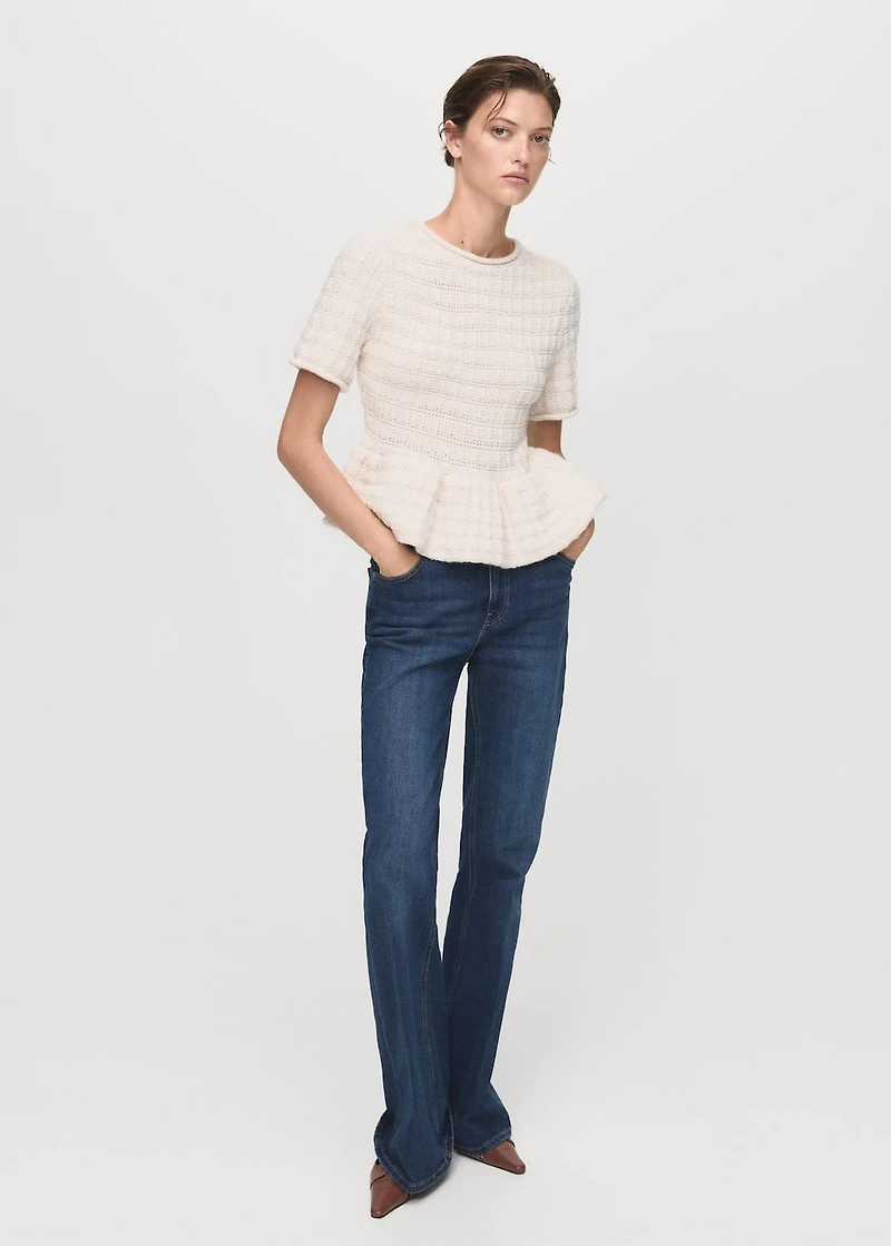 Textured sweater with ruffles
