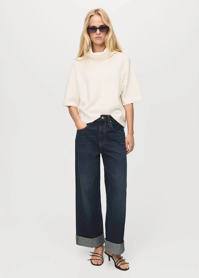 Short-sleeved turtleneck sweater