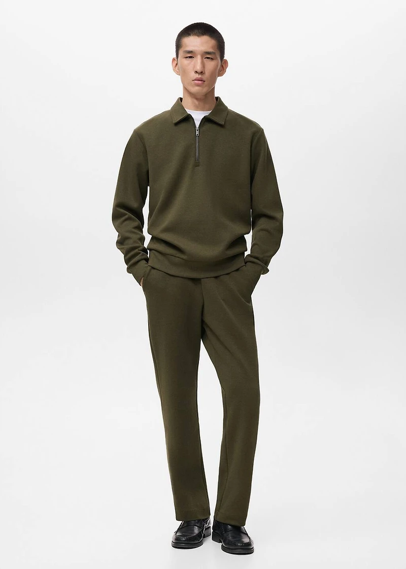 Regular-fit zipper-neck sweatshirt