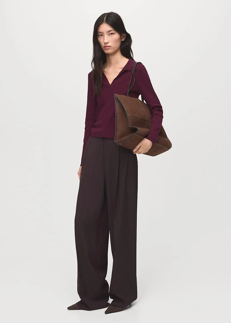 Long-sleeved polo-neck sweater
