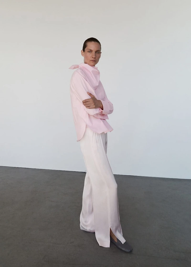 Satin pants with side openings