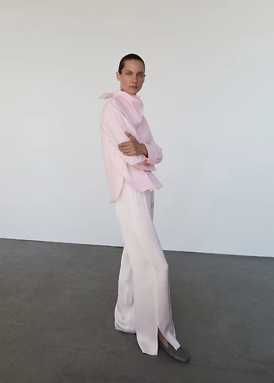 Satin pants with side openings