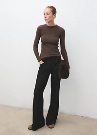 Ribbed sweater with perkins neck