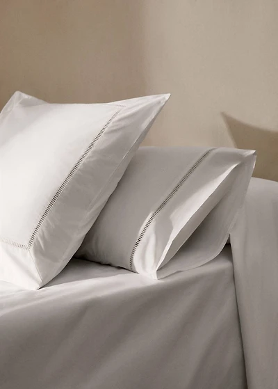 Two cotton percale hemstitched pillowcases 60x60 cm