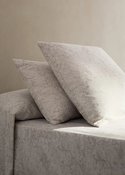 Percale cotton floral-print pillowcase 45x110cm