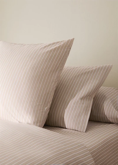 Percale cotton pillowcase with fine stripe print 60x60 cm