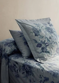 Percale cotton watercolour floral-print pillowcase 45x110 cm