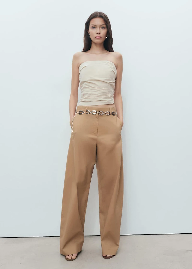 Mid-rise wide-leg pants
