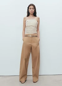 Mid-rise wide-leg pants