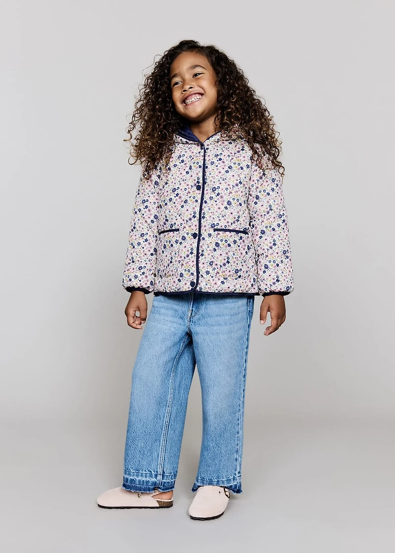 Flowers print quilted anorak