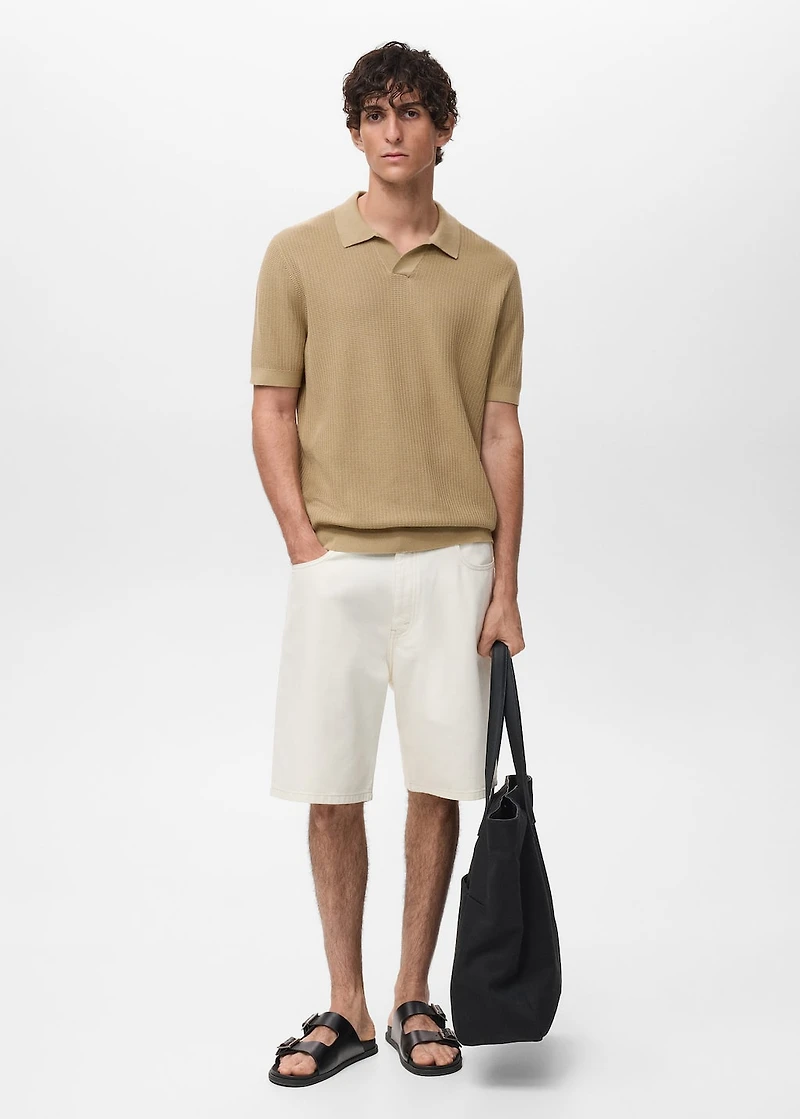 Structured cotton knitted polo shirt