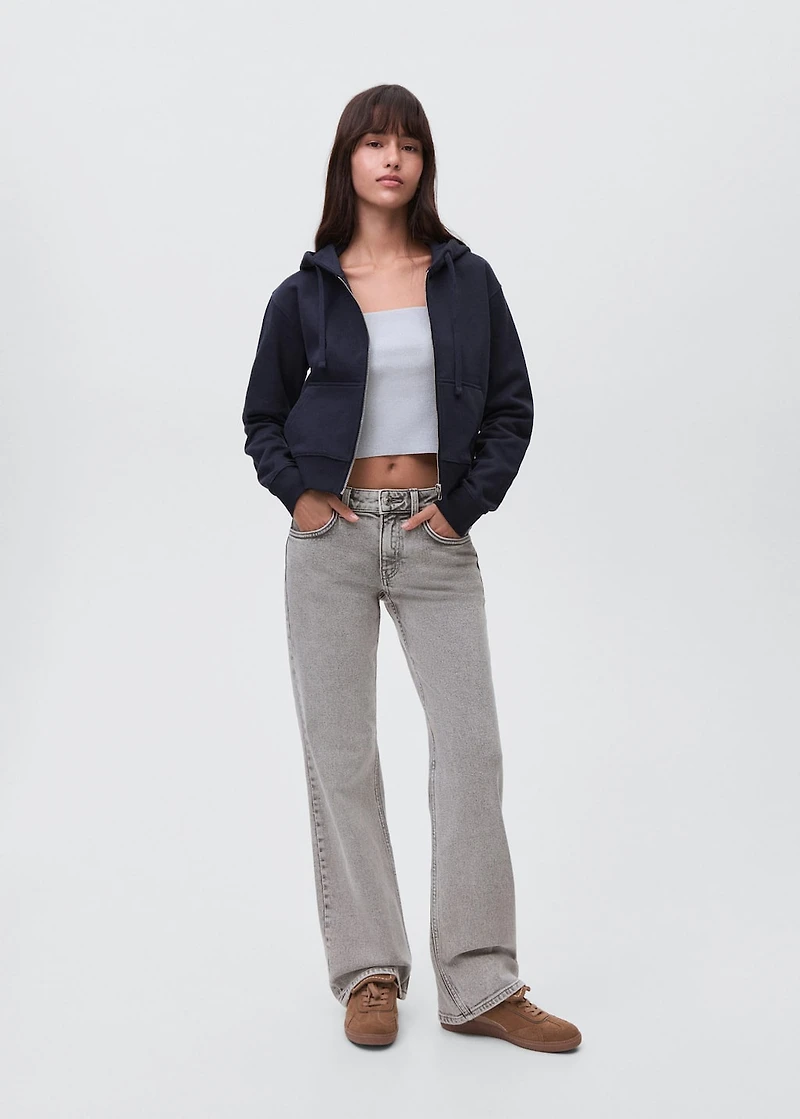 Straight jeans with embroidered butterflies