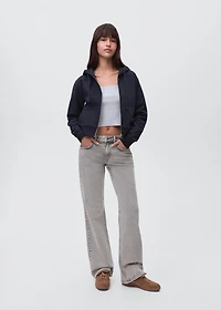 Straight jeans with embroidered butterflies