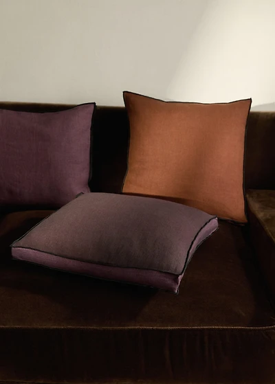 Two-tone linen cushion cover 45x45 cm