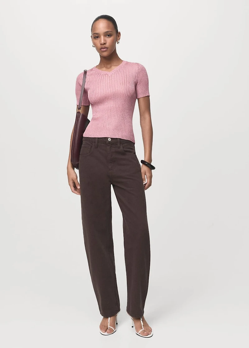 Short-sleeved lurex sweater
