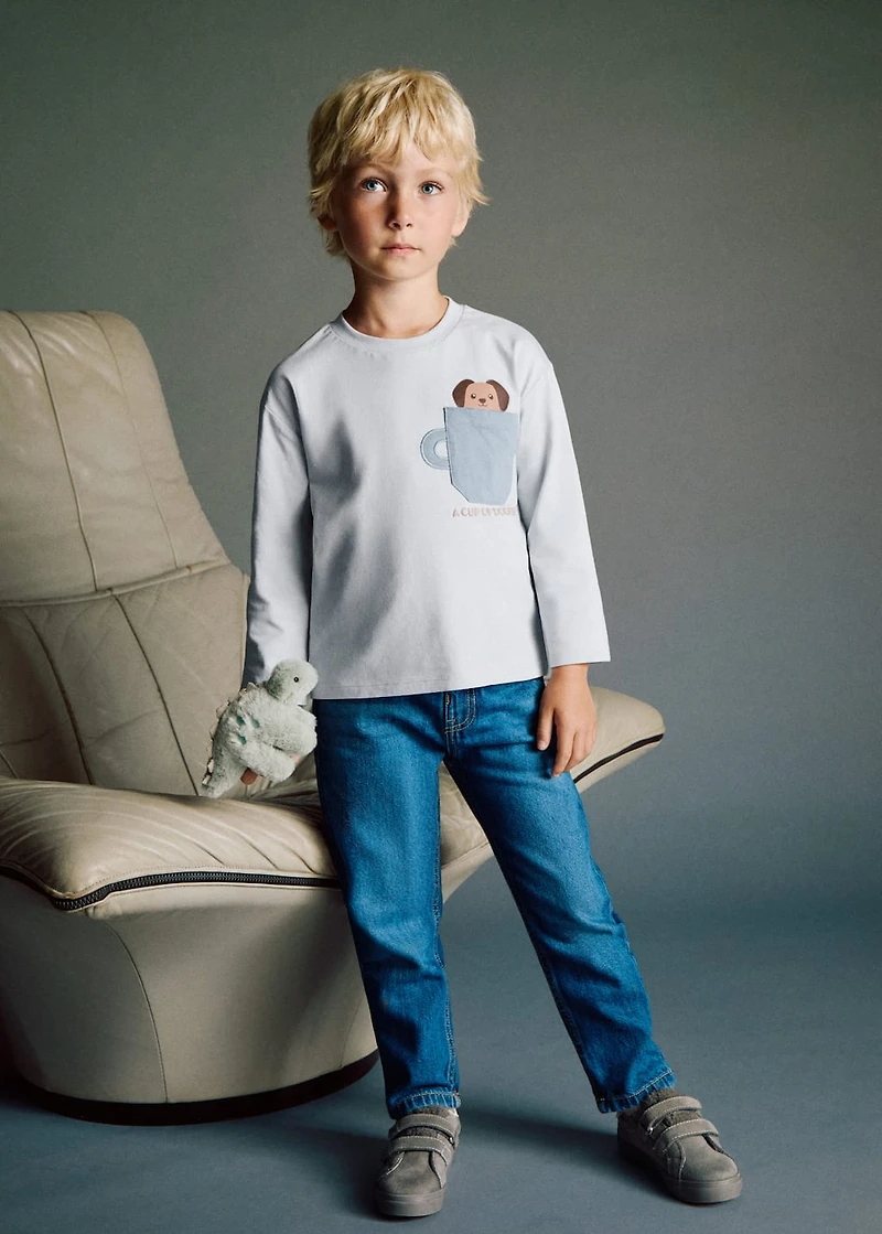 Chest-pocket printed T-shirt