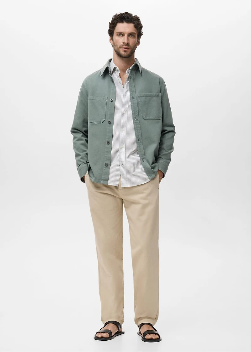 Regular fit striped cotton shirt