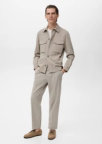 Cotton and lyocell straight-leg pleated pants
