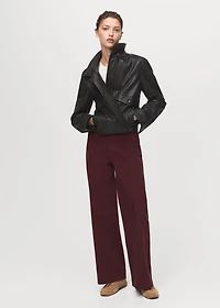 High-waisted wide-leg jeans with stitching