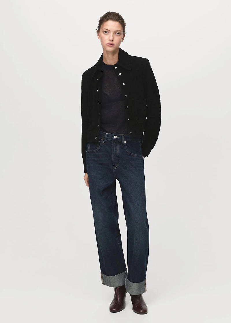 Wide-leg jeans with turn-up hem