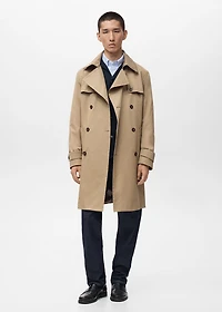 Water-repellent belted trench coat
