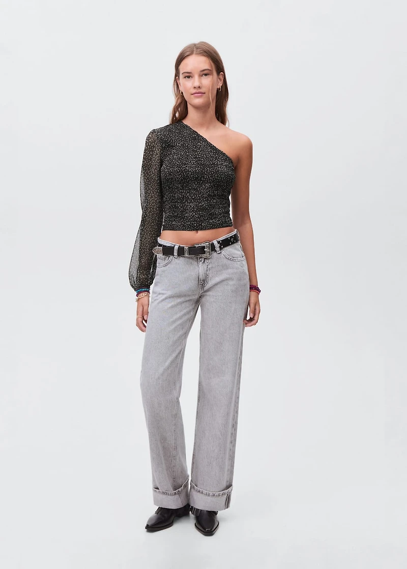 Asymmetrical leopard-print blouse