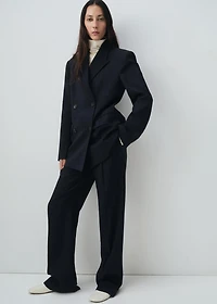 Double-breasted pinstripe blazer