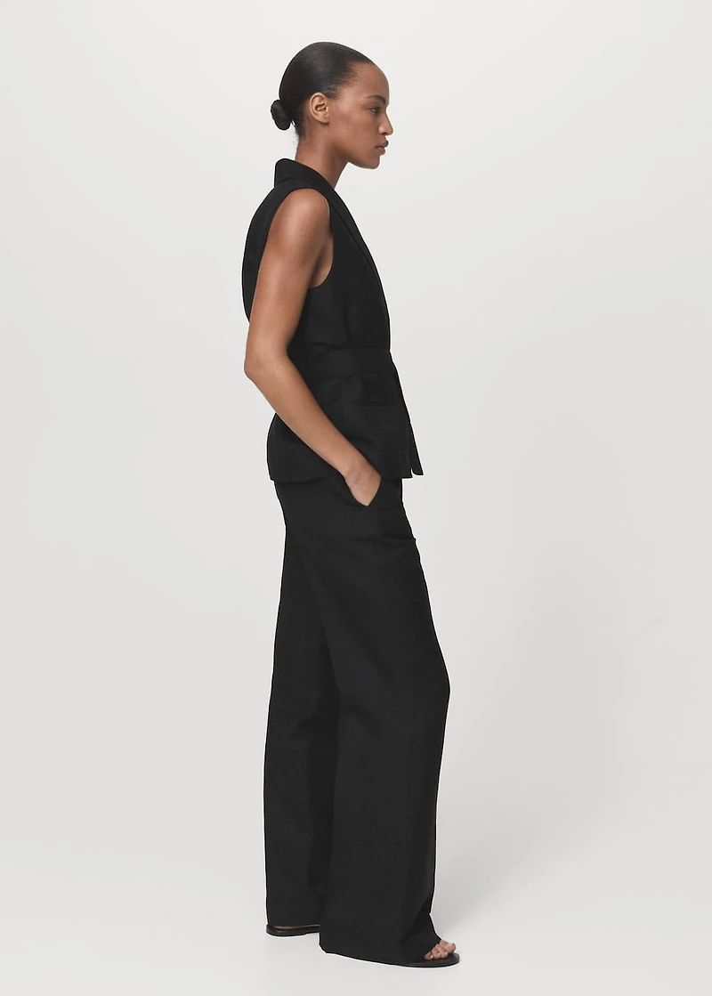 Straight-fit linen suit pants