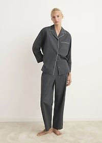 Cotton flannel trousers with contrast piping