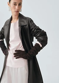Long leather suede gloves