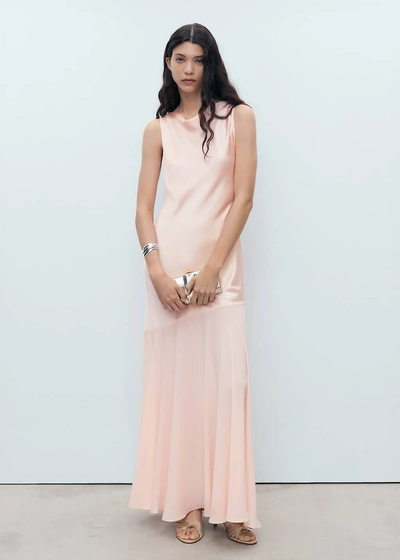 Combined dress with asymmetrical cut