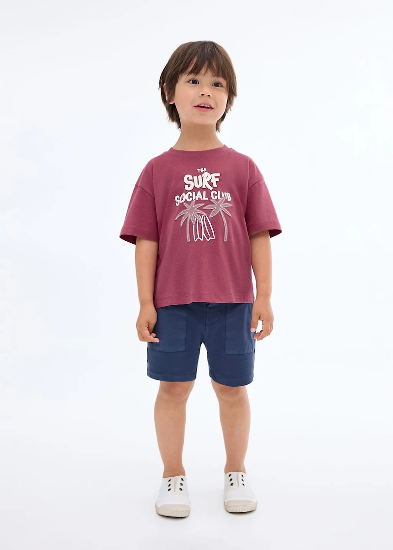 Embroidered detail print t-shirt